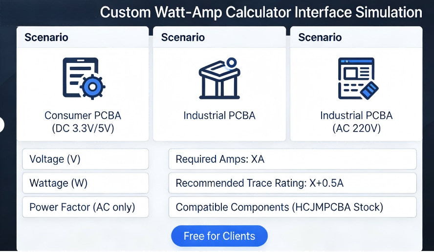 Hcjmpcba Custom Watt Amp Calculator Interface Simulation Diagram