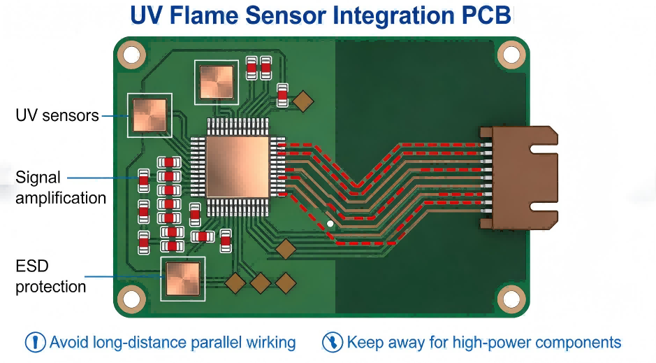 Pcbpcba Flame Sensor Integration Layout Diagram