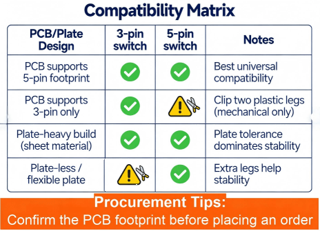 Compatibility Matrix Table For 3 Pin And 5 Pin Switches