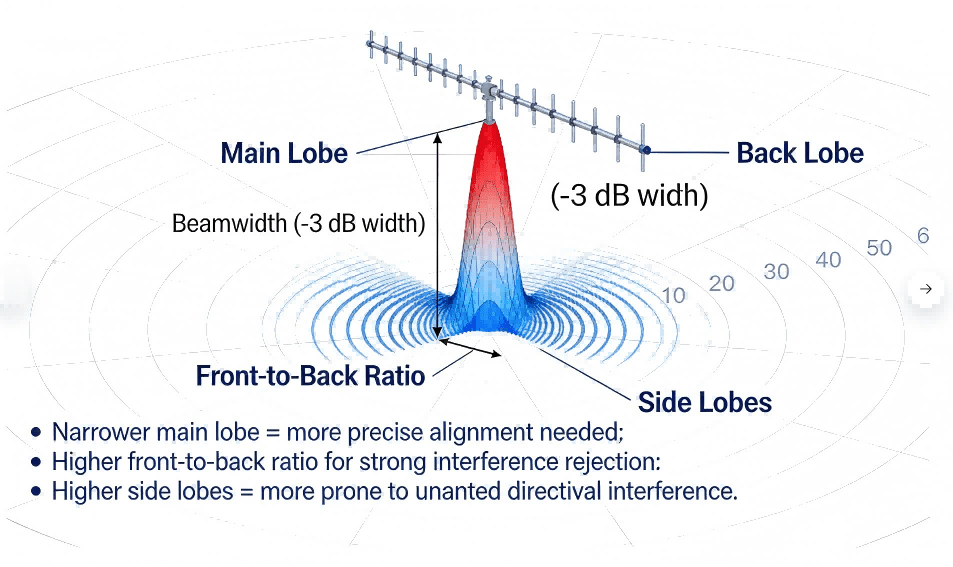 Yagi Radiation Pattern Interpretation Diagram