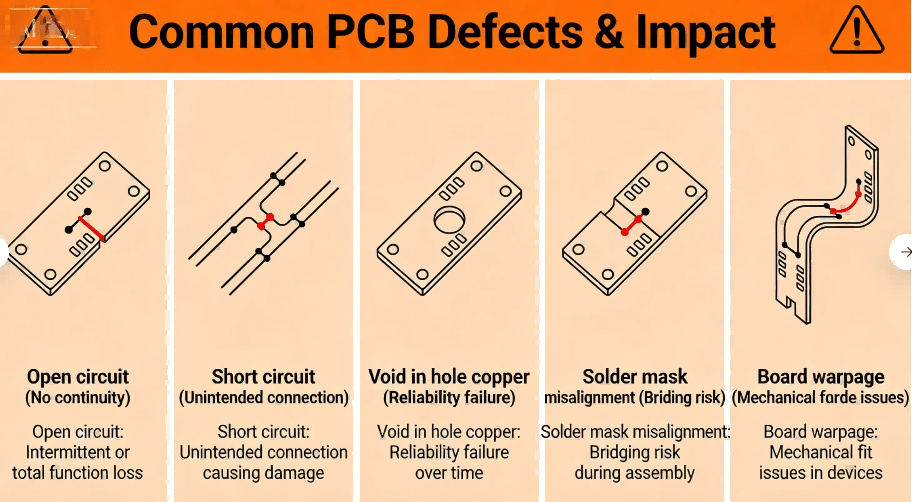 Pcb Manufacturing Process Comparison Diagram Of Defect Schematic Diagrams