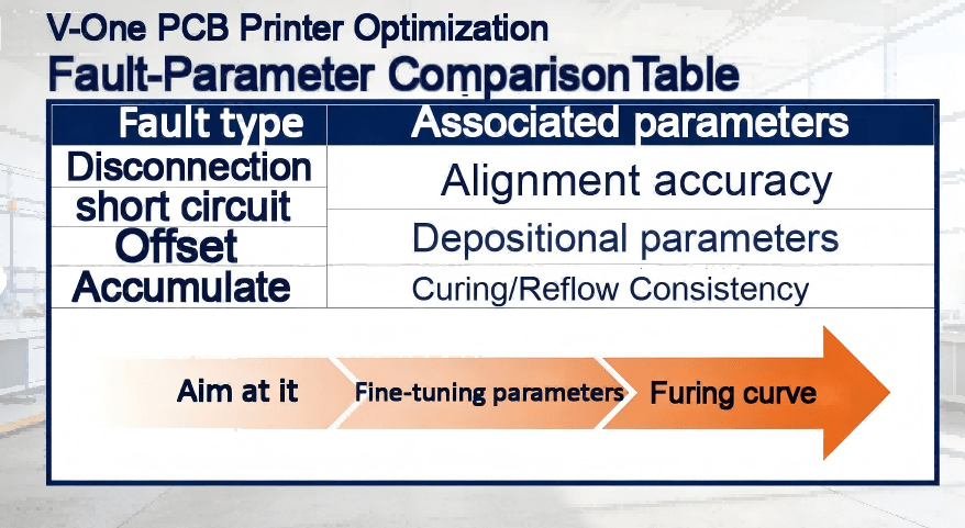 V One Pcb Printer Optimization Fault Parameter Comparison Table