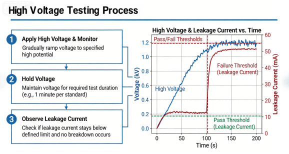 Curves Of High Voltage And Leakage Current Changes Over Time