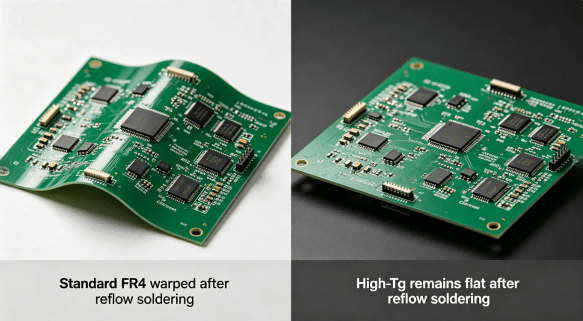 Comparison Of Warpage Between Standard Fr4 And High Tg Materials After Reflow Soldering