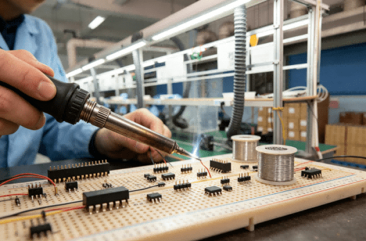 Hcjmpcba Engineers Solder Components On The Protoboard