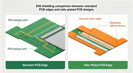 Emi Shielding Comparison Between Standard Pcb Edges And Side Plated Pcb Designs Hcjmpcba