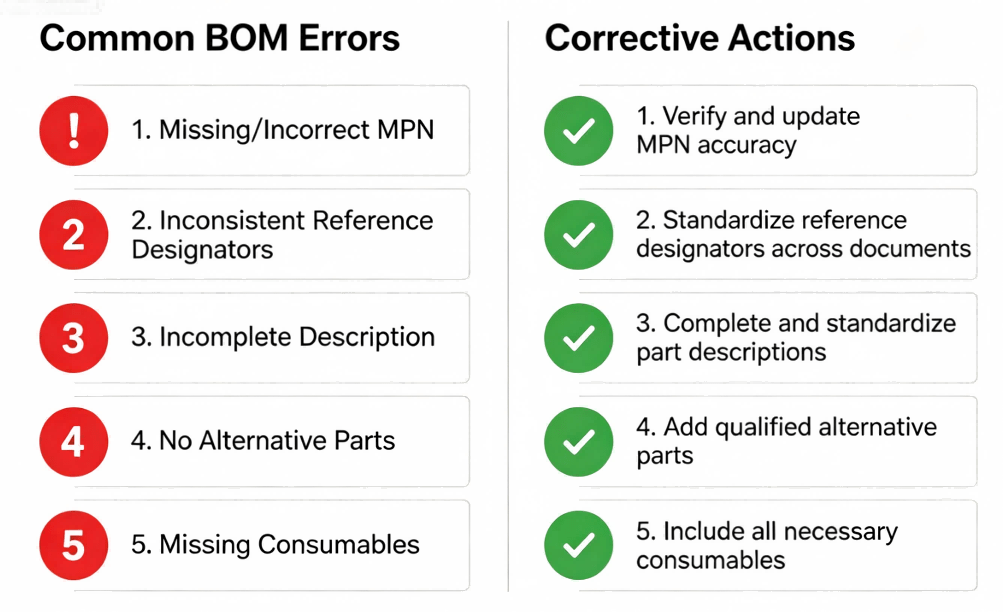 Common Bom Errors And Corrections