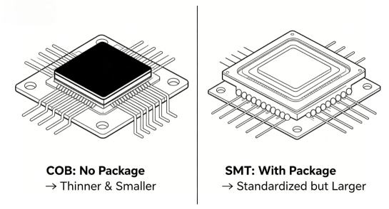 Comparison Diagram Of Cob And Smt Packaging Structures