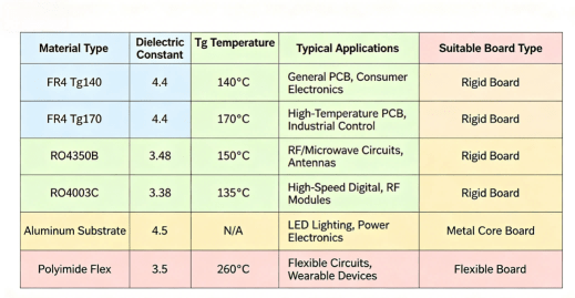 Comparison Of Common Pcb Materials