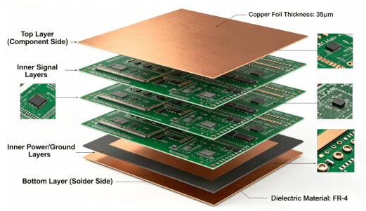 Schematic Cross Section Of Multi Layer Pcb