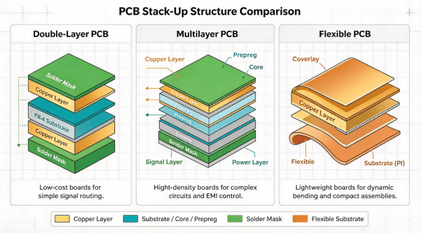 Comparison Of Pcb Types And Multilayer Printed Circuit Board Stack Up Structures